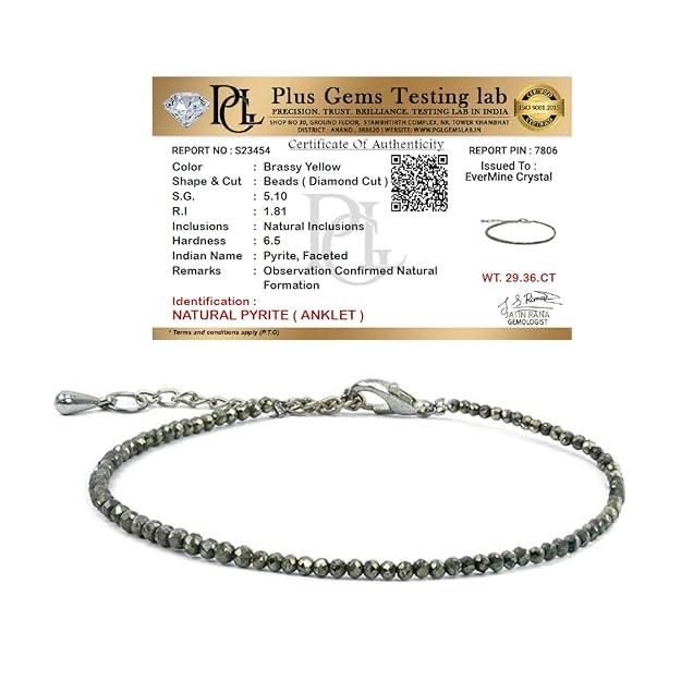 EverMine Crystal Raw Pyrite Anklet